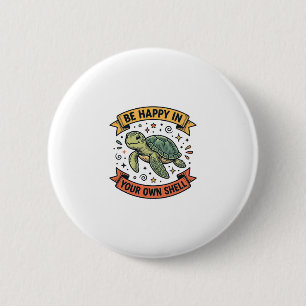 Happy Turtle Quote Vintage Engraving Design_1 6 Cm Round Badge