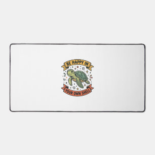 Happy Turtle Quote Vintage Engraving Design_1 Desk Mat