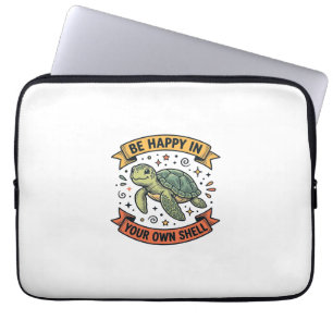 Happy Turtle Quote Vintage Engraving Design_1 Laptop Sleeve