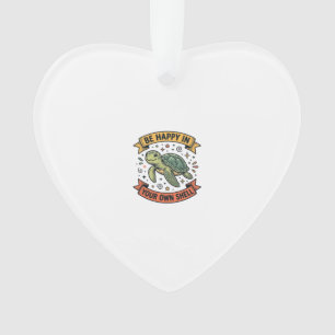Happy Turtle Quote Vintage Engraving Design_1 Ornament