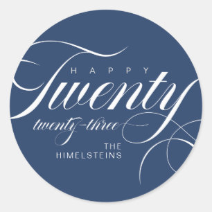 Happy Twenty Twenty Three Blue White Hanukkah Classic Round Sticker