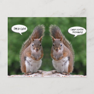 Happy Twins Day, Red Squirrel Humour, Cute and Per Postcard