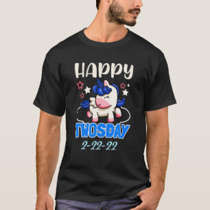 Happy Twos Day Twosday 2/22/22 Unicorn Funny T-Shirt