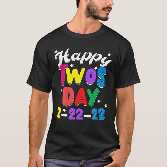 Happy Twosday 2022 Cute Leopard Rainbow February 2 T-Shirt (Front)