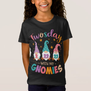 Happy Twosday With My Gnomie 2nd Grade Teacher 2-2 T-Shirt