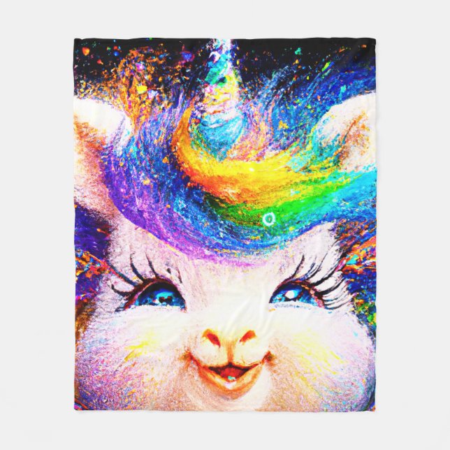 Happy unicorn bunny rabbit       fleece blanket (Front)