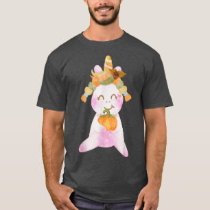 Happy Unicorn Halloween Clothing Fall Autumn Pumpk T-Shirt