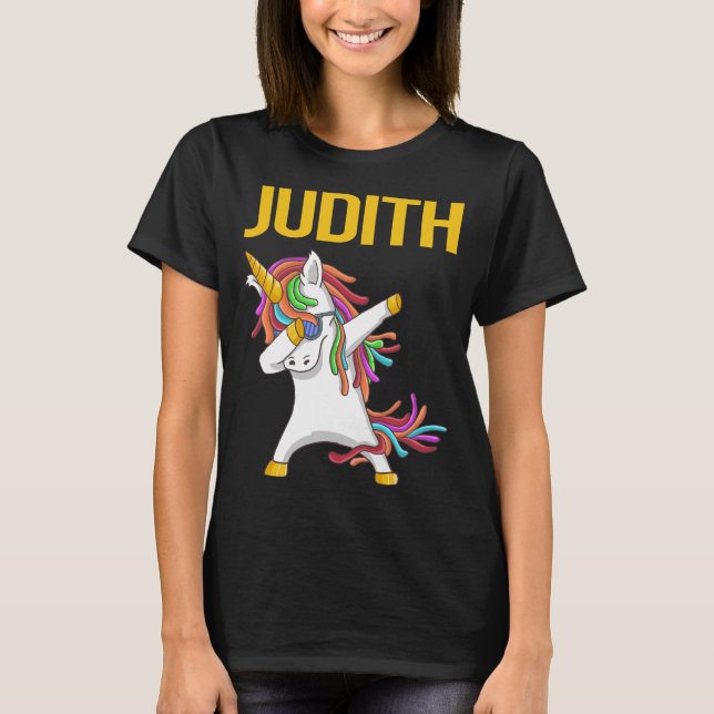 Happy Unicorn - Judith Name T-Shirt (Front)