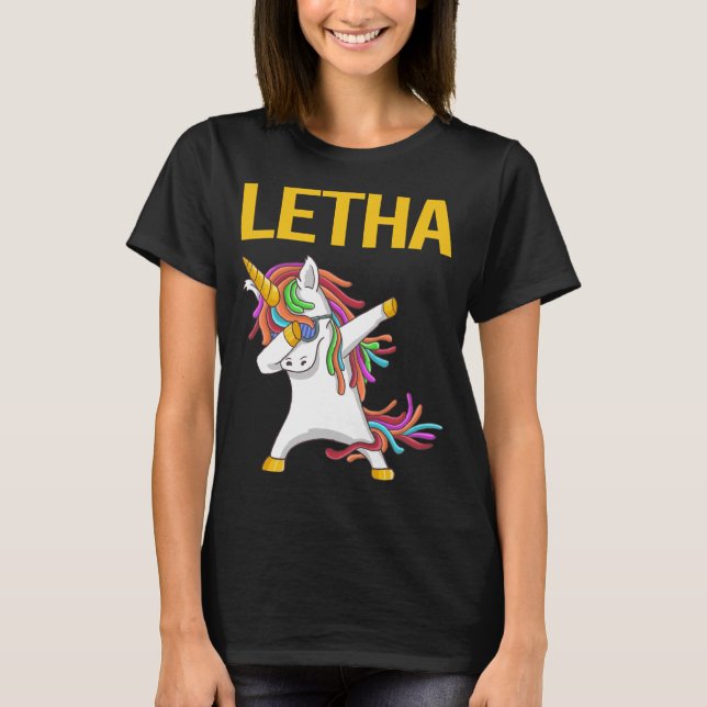 Happy Unicorn - Letha Name T-Shirt (Front)