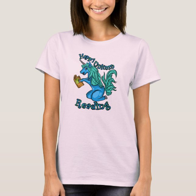 Happy Unicorn Reading Colour Tee (Front)