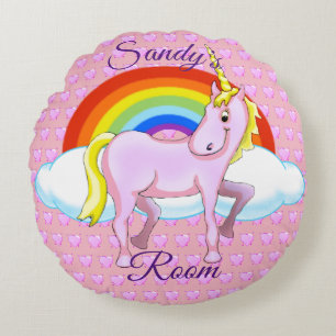 Happy Unicorn Round Pillow