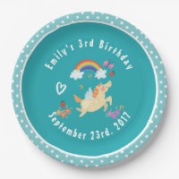 Happy Unicorn with Rainbow Clouds Birthday