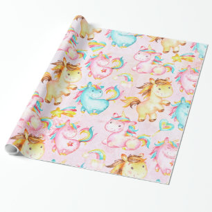 Happy Unicorns Pattern-Unicorn Love in Pink Wrapping Paper