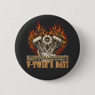 Happy V-Twin’s Day, Anti Valentine, Chopper Lovers 6 Cm Round Badge