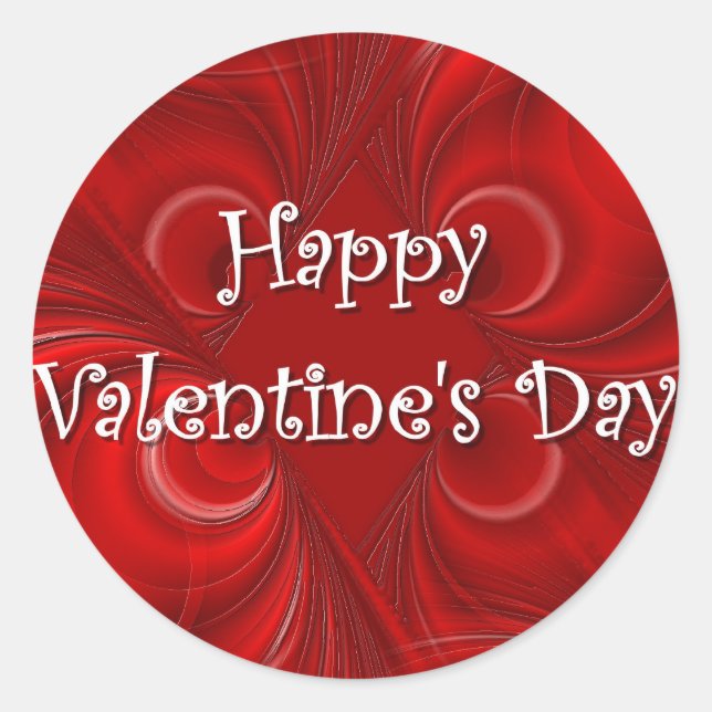 Happy Valentine's Day Classic Round Sticker (Front)