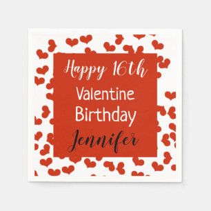 Happy Valentine Birthday Party Napkin