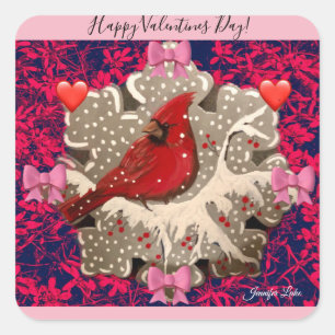 Happy Valentine Cardinal Sticker