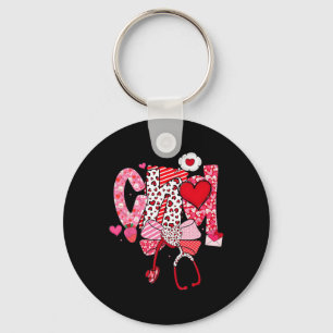 Happy Valentine Cna Nurse Coquette Bow Heart Girl  Key Ring