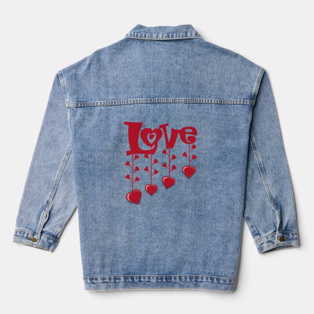 HAPPY VALENTINE DAY 2024 LOVE RED HEART DENIM JACKET (Back)
