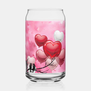 Happy Valentine Day Can Glass