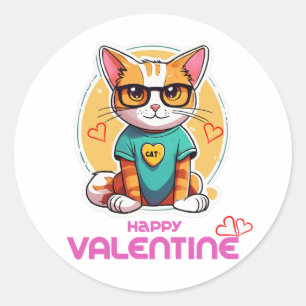 Happy Valentine Day  Classic Round Sticker