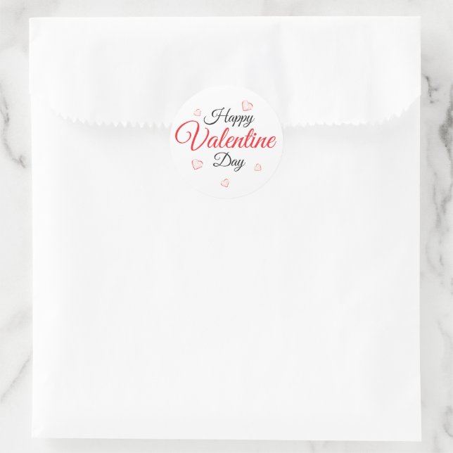 Happy Valentine Day Classic Round Sticker (Bag)