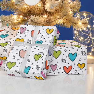 Happy valentine day Colorful hearts Wrapping Paper