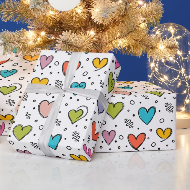 Happy valentine day Colorful hearts  Wrapping Paper (Holidays)