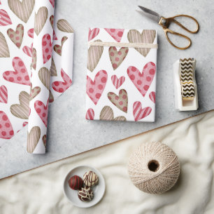 Happy valentine day elegant colourful hearts wrapping paper