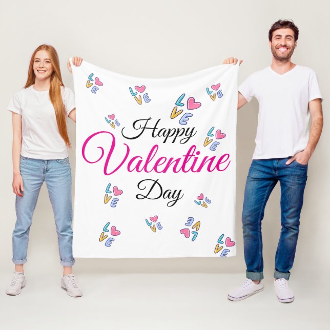 Happy Valentine Day Fleece Blanket (In Situ)
