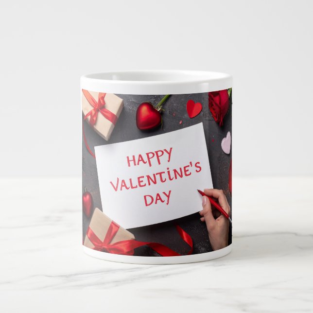 Happy valentine day large coffee mug (Front)