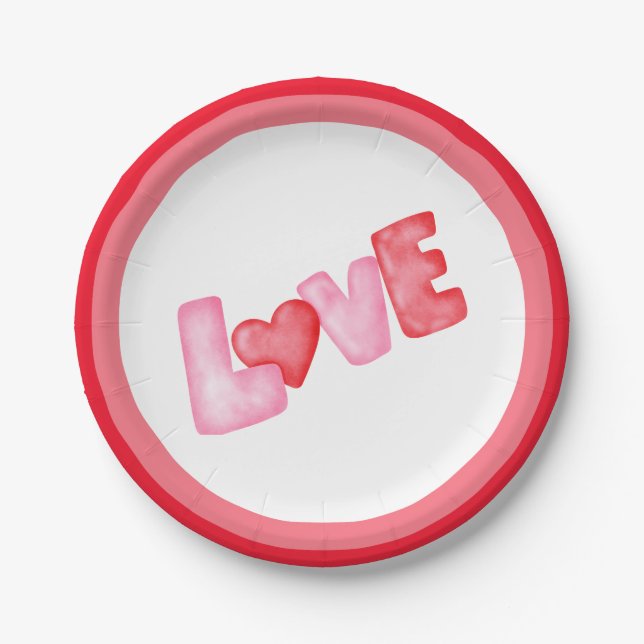 Happy Valentine Day Paper Plate (Front)