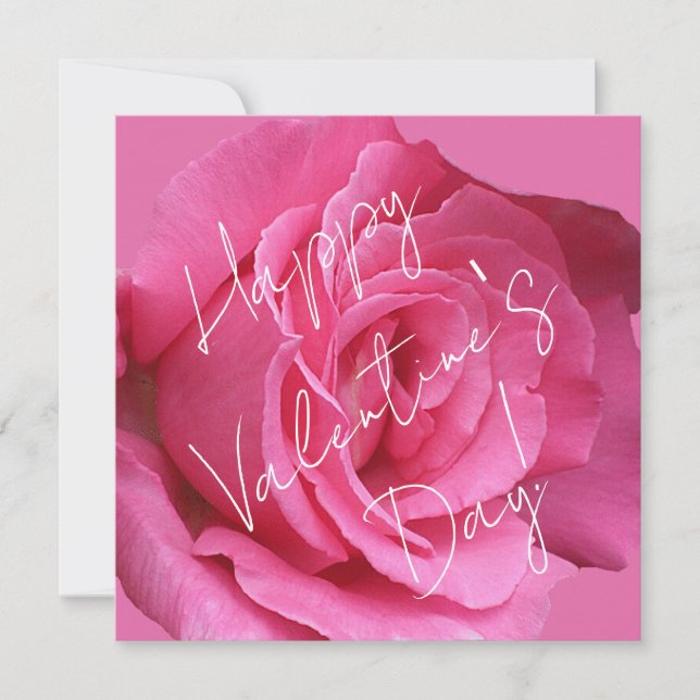 Happy valentine Day pink rose floral stylish fun  Holiday Card (Front)