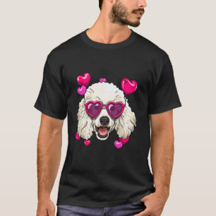Happy Valentine Day Poodle Dog Heart Glasses Love  T-Shirt