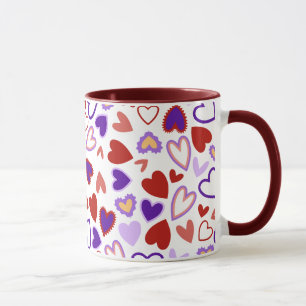 Happy valentine day red pink blue red hearts, mug