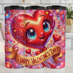 Happy Valentine Day Smiling Heart Thermal Tumbler