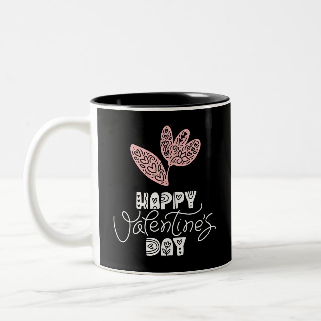 Happy valentine day  Two-Tone coffee mug (Left)