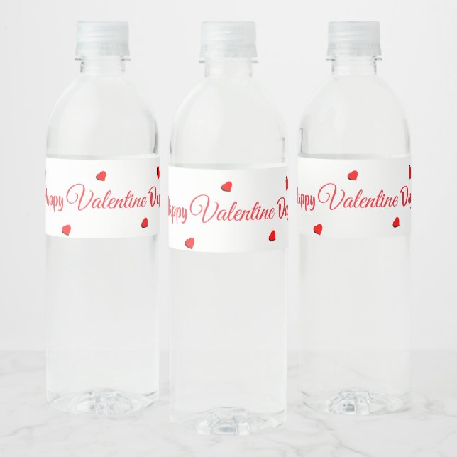 Happy Valentine Day  Water Bottle Label (Bottles)