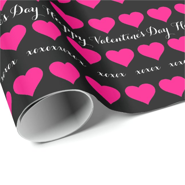Happy Valentine day - with pink heart accent Wrapping Paper (Roll Corner)