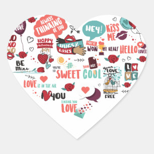 Happy Valentine Funny Cute Stickers Illustrations