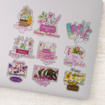 Happy Valentine Glossy Custom-Cut Vinyl Stickers