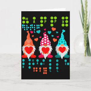 Happy Valentine Gnomes Braille Love – Cute Heart G Card
