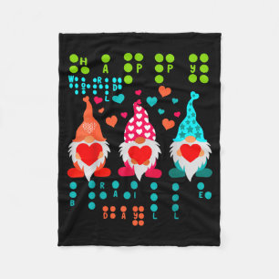 Happy Valentine Gnomes Braille Love – Cute Heart G Fleece Blanket