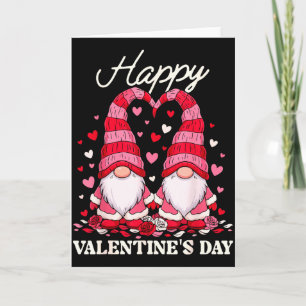 Happy Valentine Gnomes Cute Red Hearts Love Gnome  Card