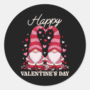 Happy Valentine Gnomes Cute Red Hearts Love Gnome Classic Round Sticker