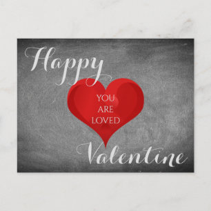 Happy Valentine Heart Chalkboard Typography Holiday Postcard