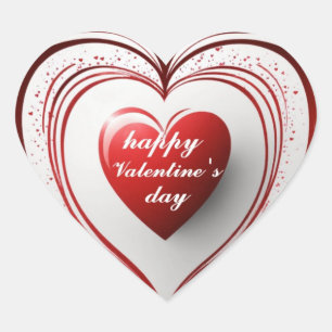 Happy Valentine Heart Shape Logo Sticker