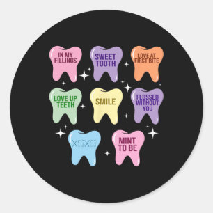 Happy Valentine Heart Teeth Dentist Dental Hygieni Classic Round Sticker