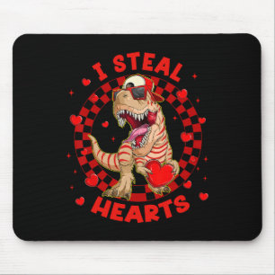 Happy Valentine I Steal Hearts Trex Funny Dinosaur Mouse Pad