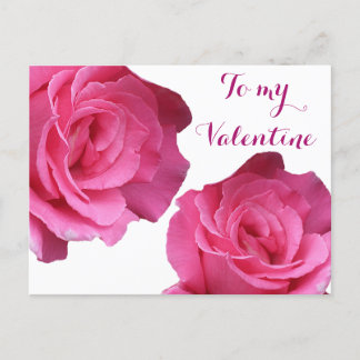 Happy Valentine love pretty pink roses floral cute Postcard
